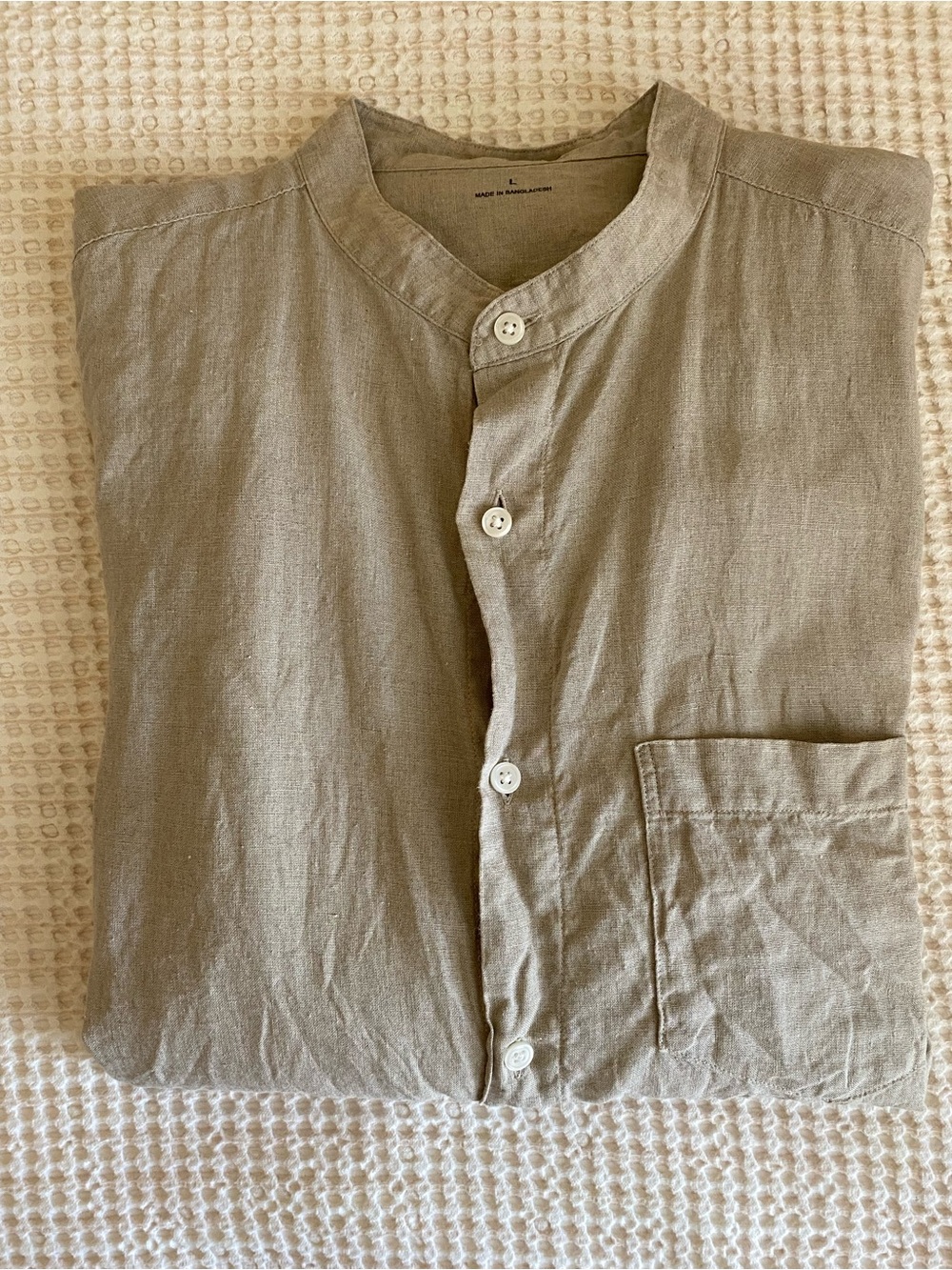 MUJI Men’s 100% Linen Stand Collar Shirt in Natural - L - Picture 5 of 16
